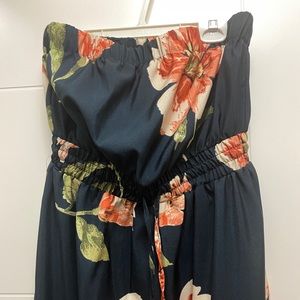 Navy floral wide leg jumper